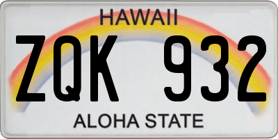 HI license plate ZQK932