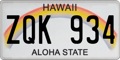 HI license plate ZQK934