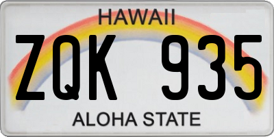 HI license plate ZQK935