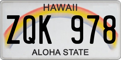 HI license plate ZQK978