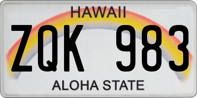 HI license plate ZQK983