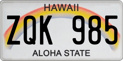 HI license plate ZQK985