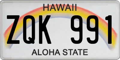 HI license plate ZQK991