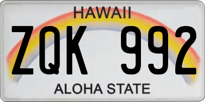 HI license plate ZQK992