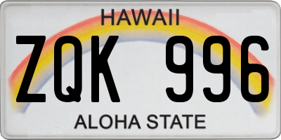 HI license plate ZQK996