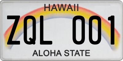 HI license plate ZQL001