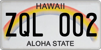 HI license plate ZQL002