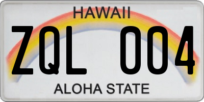 HI license plate ZQL004