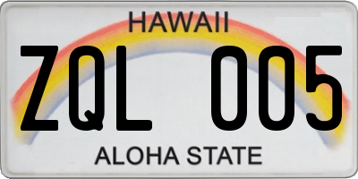 HI license plate ZQL005