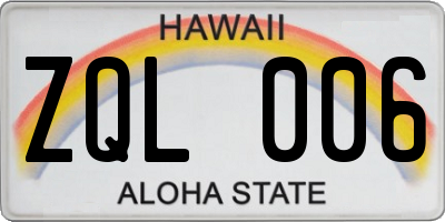HI license plate ZQL006