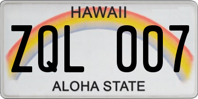 HI license plate ZQL007