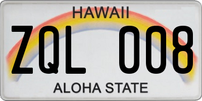 HI license plate ZQL008