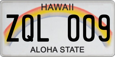 HI license plate ZQL009