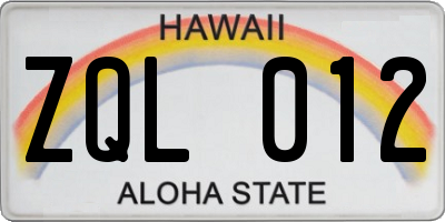 HI license plate ZQL012
