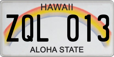 HI license plate ZQL013