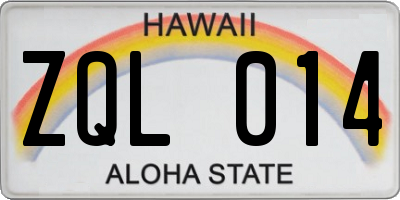 HI license plate ZQL014