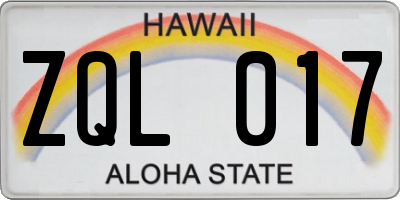HI license plate ZQL017