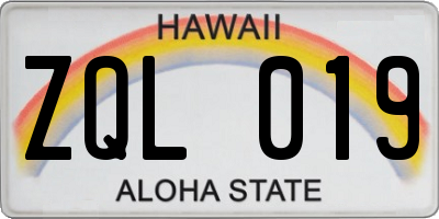 HI license plate ZQL019