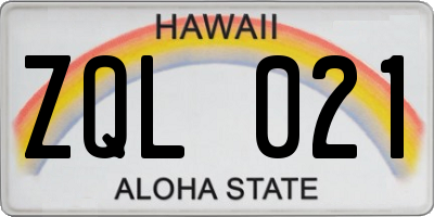 HI license plate ZQL021