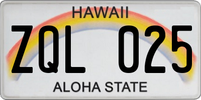 HI license plate ZQL025