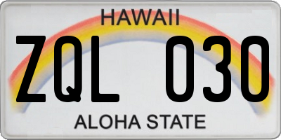 HI license plate ZQL030