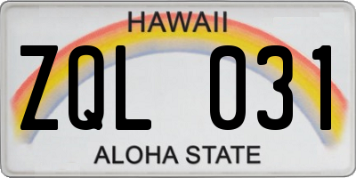 HI license plate ZQL031