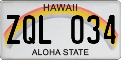 HI license plate ZQL034