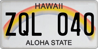 HI license plate ZQL040