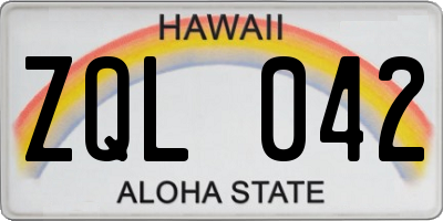 HI license plate ZQL042