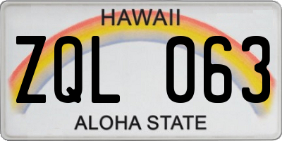 HI license plate ZQL063