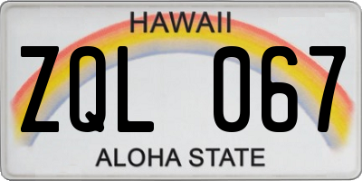 HI license plate ZQL067