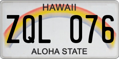 HI license plate ZQL076