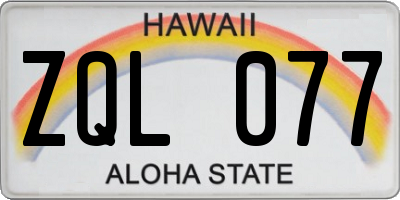 HI license plate ZQL077