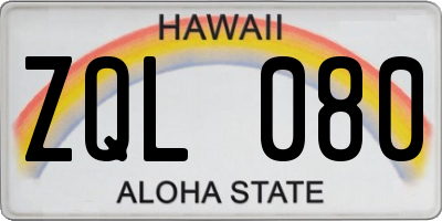 HI license plate ZQL080