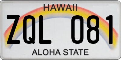 HI license plate ZQL081