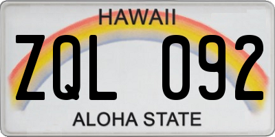 HI license plate ZQL092