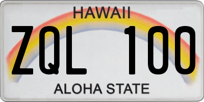 HI license plate ZQL100