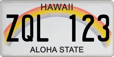 HI license plate ZQL123