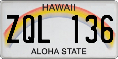 HI license plate ZQL136