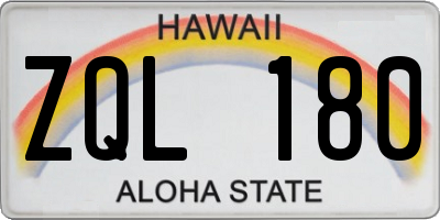 HI license plate ZQL180
