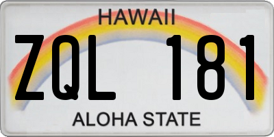 HI license plate ZQL181