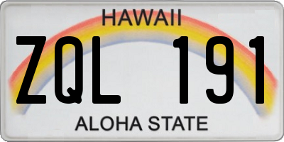 HI license plate ZQL191