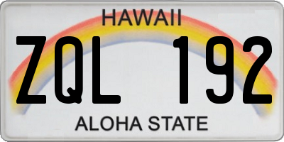 HI license plate ZQL192