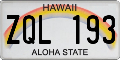 HI license plate ZQL193