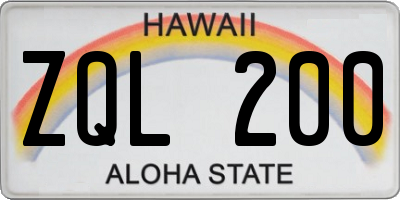 HI license plate ZQL200