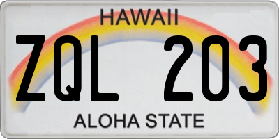 HI license plate ZQL203