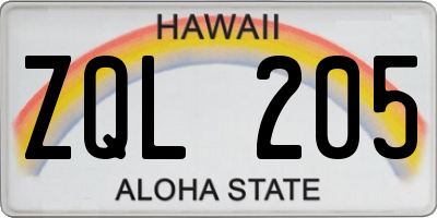 HI license plate ZQL205