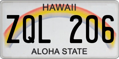 HI license plate ZQL206