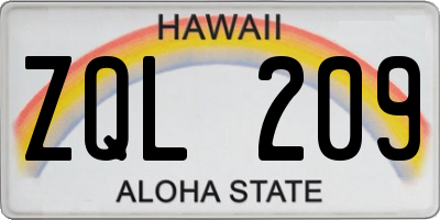 HI license plate ZQL209