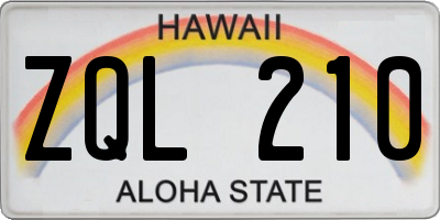 HI license plate ZQL210